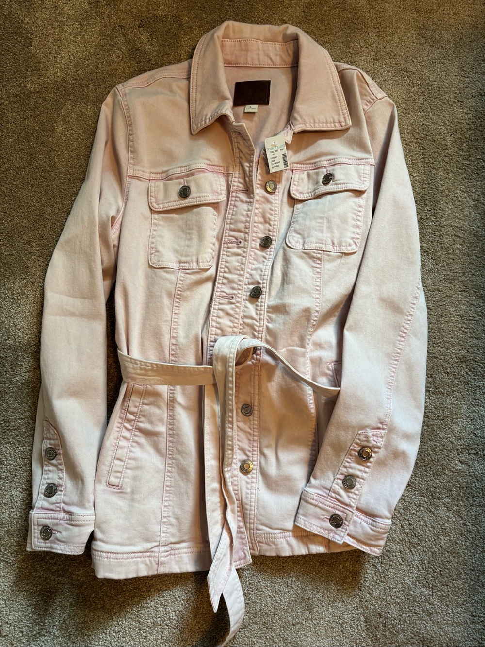 Maurices Light Pink Belted Jean Jacket